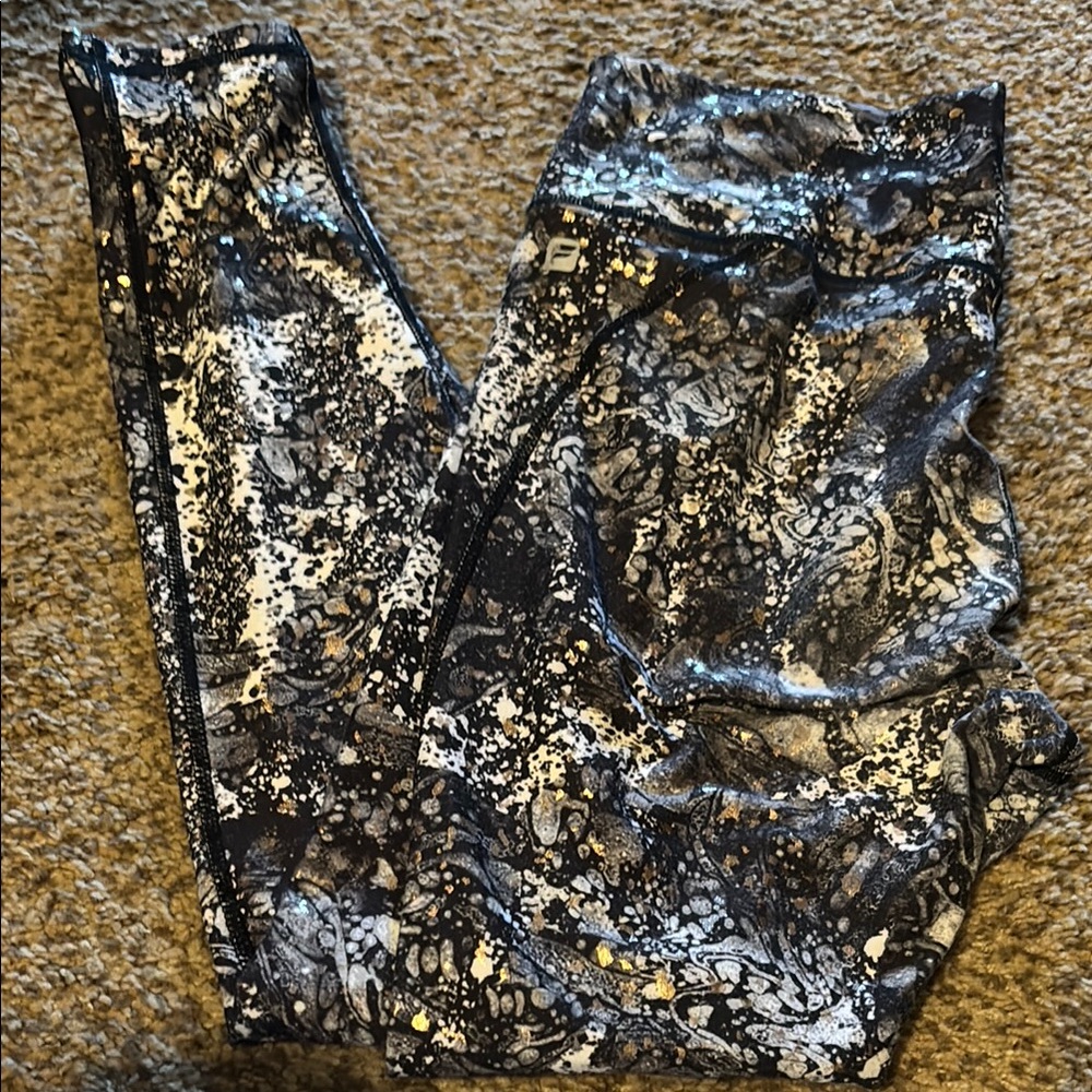 Fabletics Black, White, and gold leggings
